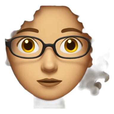 brunette woman with pasta glasses and short brown and wavy hair thinking very concentrated sticker