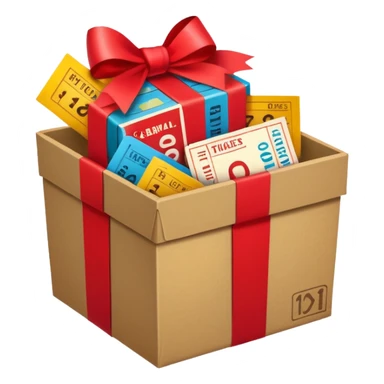 a box marked carnival pack with tickets as a bundle sticker