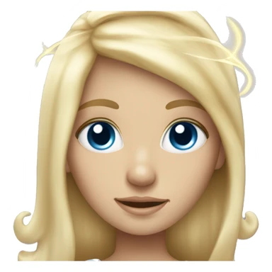 blonde hair blue eyed girl with an angel halo above head  sticker