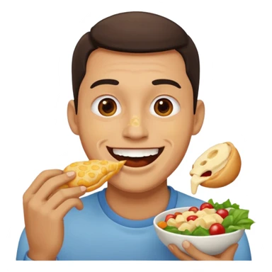 Create a sticker in which a man 6 is hand by denoting other friend that have you eaten in  face sticker