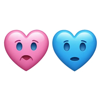 Blue heart and a pink heart sticker