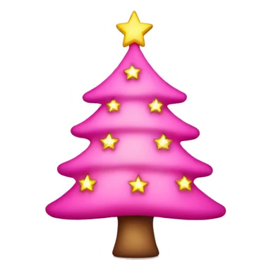 Pink Christmas tree with lights and a star sticker