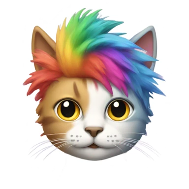 cat with a rainbow mohawk sticker