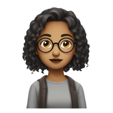 Girl of questionable ethnicity with Harry Potter glasses and messy short hair sticker