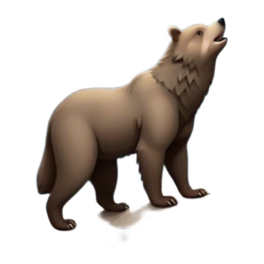 Collage of wild animals, including a bear and a wolf in their natural habitat. The bear stands on its hind legs near a forest, while the wolf howls at the moon under a starry sky. A scenic backdrop of mountains, trees, and nature. Transparent background. sticker