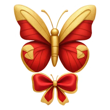 Red bow with gold butterfly  sticker