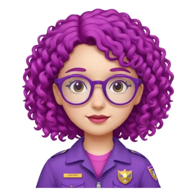 scout girl with pink scout uniform, purple curly haired and glassess sticker
