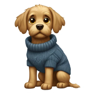 A griffon dog with a sweater sticker