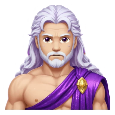 Jupiter Thunder God with long white hair, purple sequin toga sticker