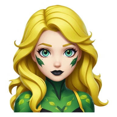 poison ivy fortnite skin blue eyes, dark green lip, yellow hair  sticker