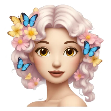Gorgeous pastel lady with flowers and butterflies sticker