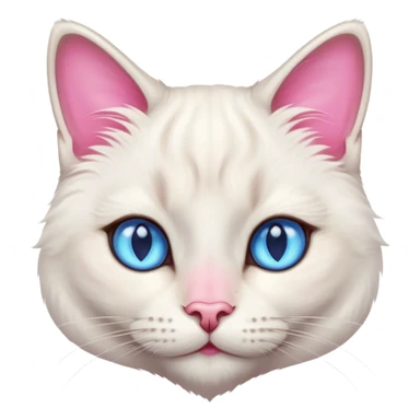 Hairy white female cat with siamese features, pink nose and blue eyes sticker