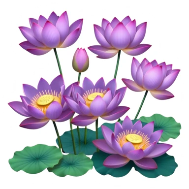 bunch Purple Lotus,stem, Lotus leaf sticker