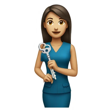 female professional holding key sticker