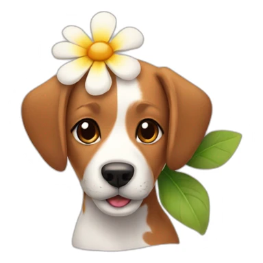 dog with flower sticker