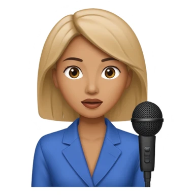 A woman speaks into a microphone, and there is a prompter screen in front of him. sticker