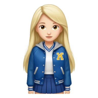 long hair girl with varsity jacket and skirt sticker