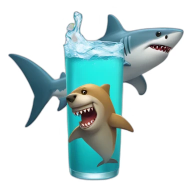 Shark drink a bear   sticker