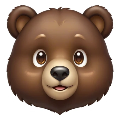 Cinematic Cute Bear Portrait Emoji, Head tilted playfully and inquisitively, featuring a glossy dark brown fur with a natural sheen and round, sparkling eyes filled with gentle curiosity, Simplified yet irresistibly adorable features, highly detailed, glowing with a warm, friendly glow, high shine, affectionate and mighty, stylized with a touch of woodland whimsy, bright and endearing, soft glowing outline, capturing the essence of a mischievous yet loving bear, so playful it feels like it could amble out of the screen and into your arms! sticker