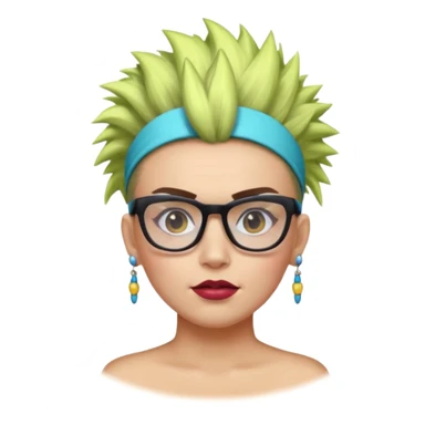 extreme mohawk person face headband glassess excessive makeup glowing hair sticker