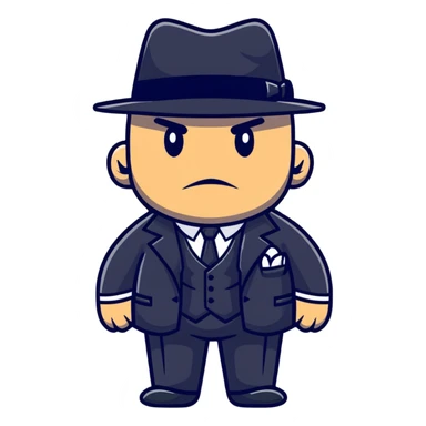 tough mafia gangster with pinstripe suit sticker