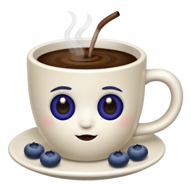 Slow brew coffee with blueberry design in a white cup sticker