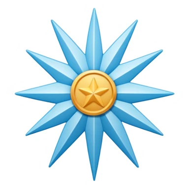 A high-resolution 2D icon of an Instagram-style verified badge. A vibrant light blue rounded-point starburst shape (rosette) with a clean, thick white checkmark in the center. Soft matte plastic texture. sticker