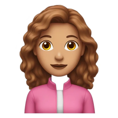 woman with brown long hair in pink sticker