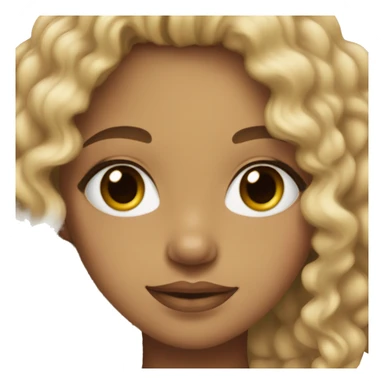 biracial girl with curly blonde hair full lips and small nose and almond shpaed bronw eyes sticker