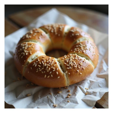 a simit, the Turkish sesame bagel, realistic style sticker