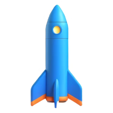 blue colored rocket with 3D appearance, Slack emoji style sticker