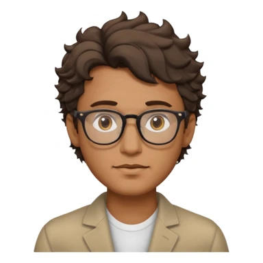 Could you draw me a man with wavy hair, low fade style, glasses, brown eyes, sharp facial features, and a masculine look? sticker