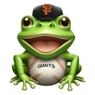 Green toad with San Francisco Giants hat sticker