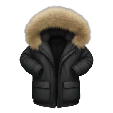 large black winter jacket with fur hood sticker