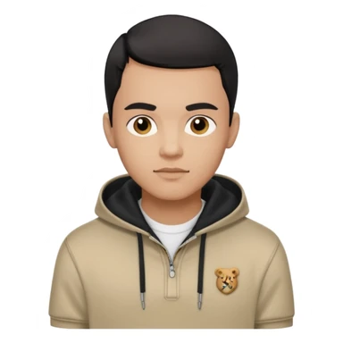 Light skin handsome guy with black combover hairstyle wearing a Burberry polo hoodie  sticker
