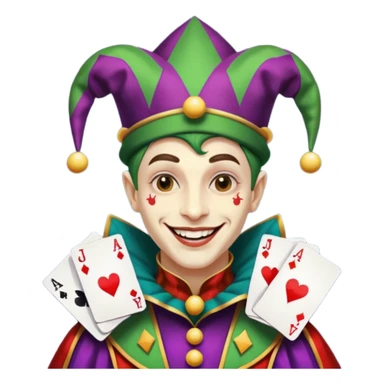crazy colorful human jolly joker from poker, medieval, vintage, court jester sticker