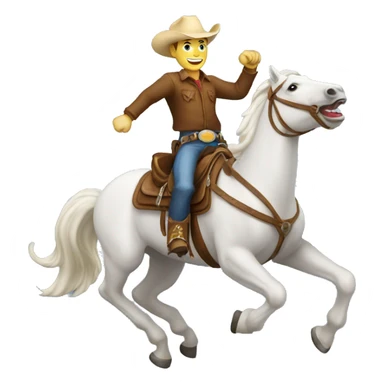 White Cowboy riding horse happy cheering sticker