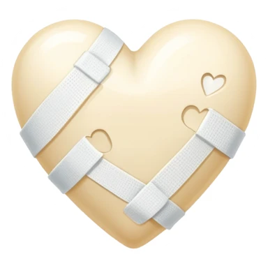cream broken heart with sparkling white Bandage sticker