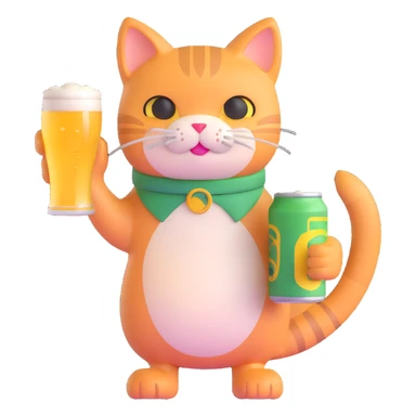 cat holding a beer sticker