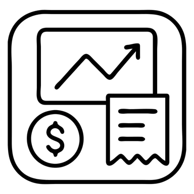 expense tracking app interface with graph, money, and receipt sticker