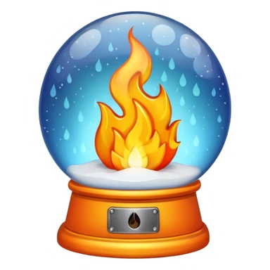 Can you make a snow globe emoji with a flame in it sticker