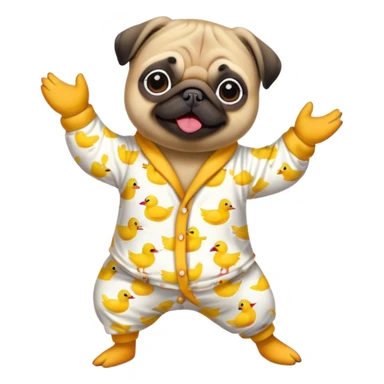Pug dancing in duck pajamas sticker