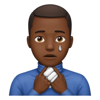 make a photo of a black man who is choking himself with his hands but his hands are on the front of his neck sticker