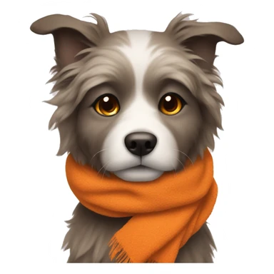 Fluffy dog with orange scarf sticker