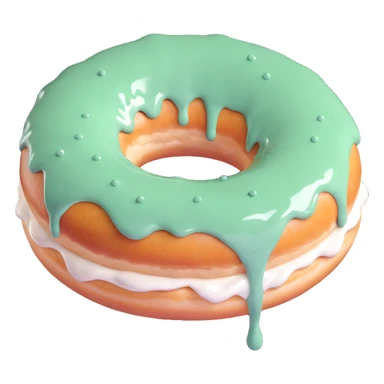 donut with thick green cream glaze dripping down, playful, no text sticker
