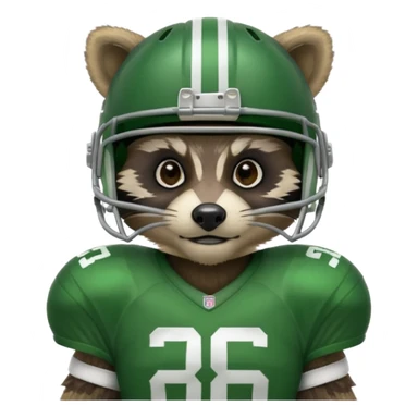 american football player raccoon green sticker