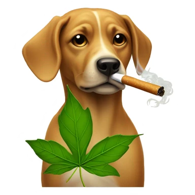 Dog smoking a leaf sticker