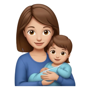 Mother holding 1 infant brown hair fair skin sticker