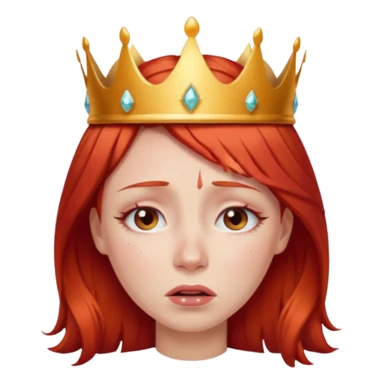Beautiful lady crying tears can see shoulders red hair and crown on her head sticker