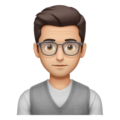 generate a pretty bratz emoji 
Make her look like hrithik roshan wearing white tee with a grey v neck sleeveless weater vest over it. wearing rectangle spectacles

he should look exactly  like hrithik roshan. looking autistic sticker